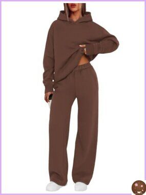 Women's 2 Piece Sweatsuit Lounge Set Hoodie Wide Leg Pants